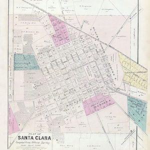 1876 Town Map of Santa Clara California