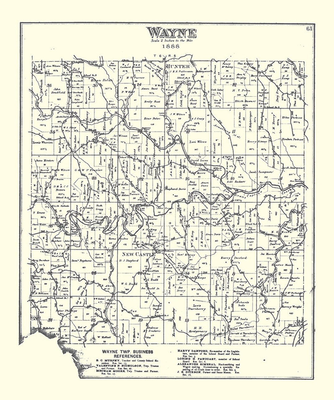 1888 Map of Wayne Township Belmont County Ohio Etsy