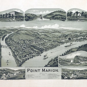 1902 Panorama-Karte von Point Marion Pennsylvania Fayette County