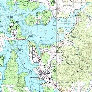 1988 Topo Map of Chatuage Lake and Hiwassee River Georgia North ...