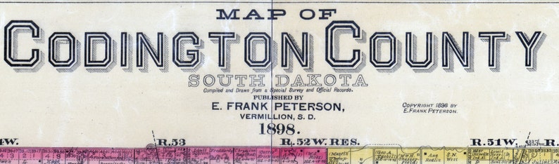 1898 Map of Codington County South Dakota - Etsy