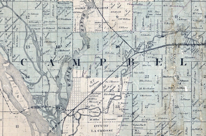 1874 Map of La Crosse County Wisconsin Etsy
