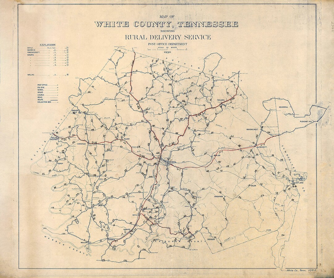 1930 Map of White County Tennessee Etsy