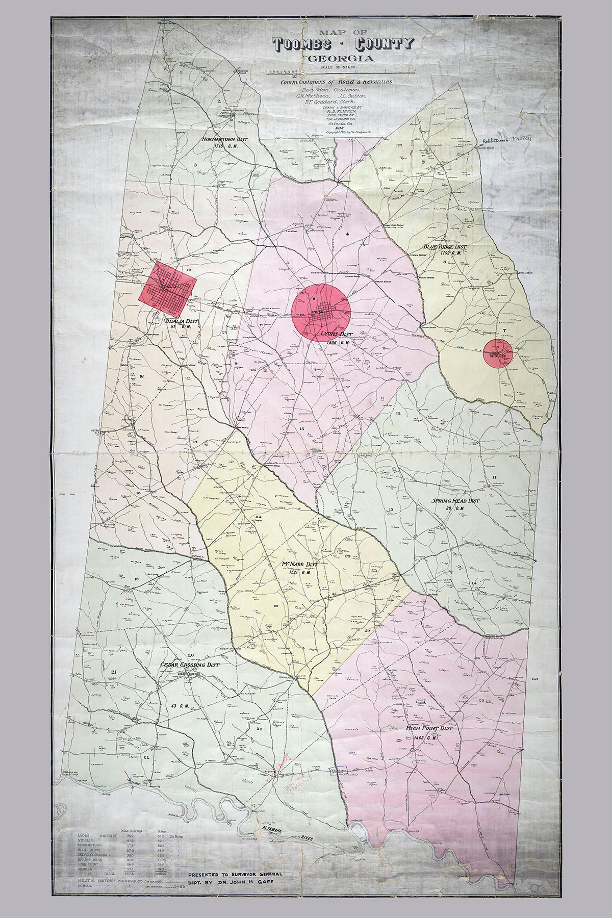 Toombs County Map 1913 Map of Toombs County Georgia - Etsy