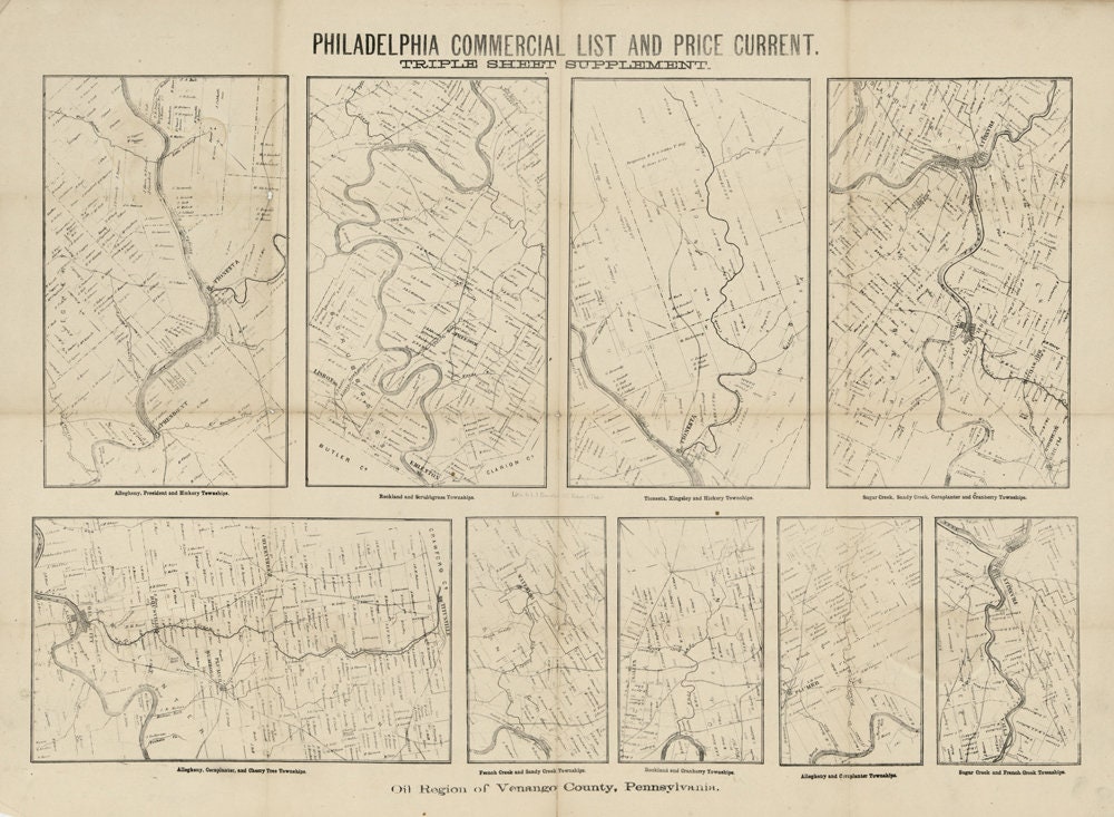 1866 Map the Oil Region of Venango County PA Etsy UK