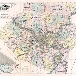 1916 Carte du comté d'Allegheny en Pennsylvanie