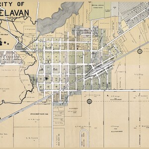 1907 Town Map of Delavan Walworth County Wisconsin