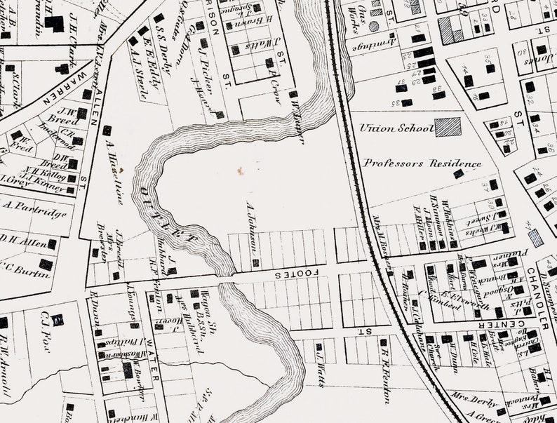 1867 Town Map of Jamestown Chautauqua County New York Etsy