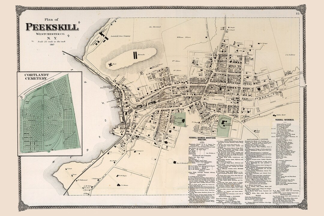 1867 Map of Peekskill Westchester County New York Etsy