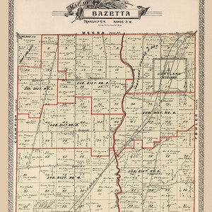 1899 Map of Bazetta Township Trumbull County Ohio