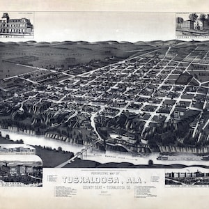 1887 Panoramakarte von Tuskaloosa, Alabama