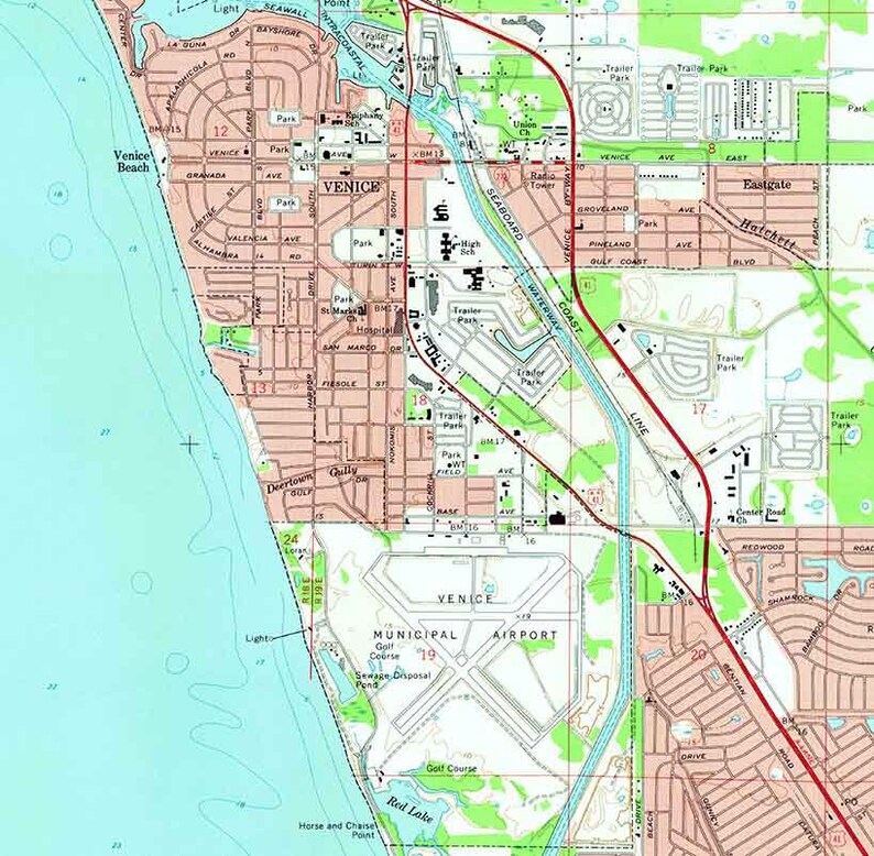 1973 Topo Map of Venice Florida Quadrangle Etsy