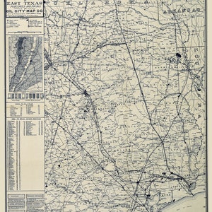 1921 Map of East Texas Geology and Oil Fields