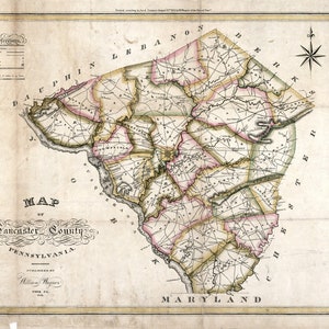 Carte du comté de Lancaster, Pennsylvanie, 1821