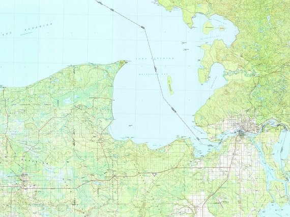 Whitefish Bay Lake Superior Map 1985 Map Of Whitefish Bay Lake Superior Michigan | Etsy Canada