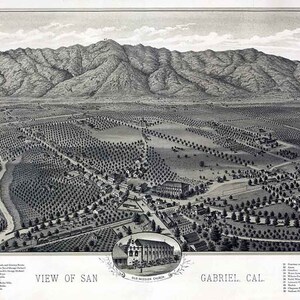 1893 Panoramakarte von San Gabriel Kalifornien