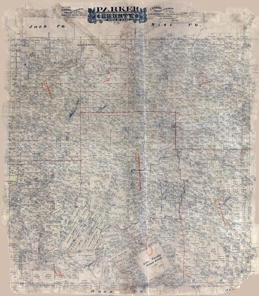 1889 Map of Parker County Texas Weatherford Etsy