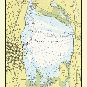 Kaart uit 1998 van Lake Monroe Sanford, Florida