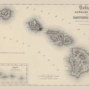 Carte des îles Hawaï de 1841