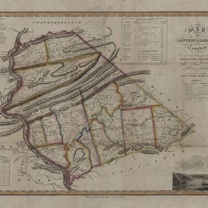 1818 Mapa de Dauphin y el condado de Lebanon, Pensilvania