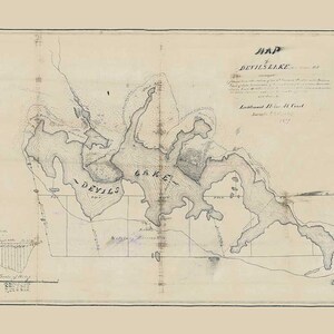 1879- Karte von Devils Lake in North Dakota