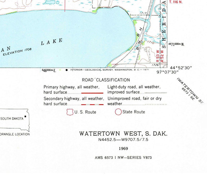 1969 Map of Lake Kampeska and Watertown South Dakota Etsy