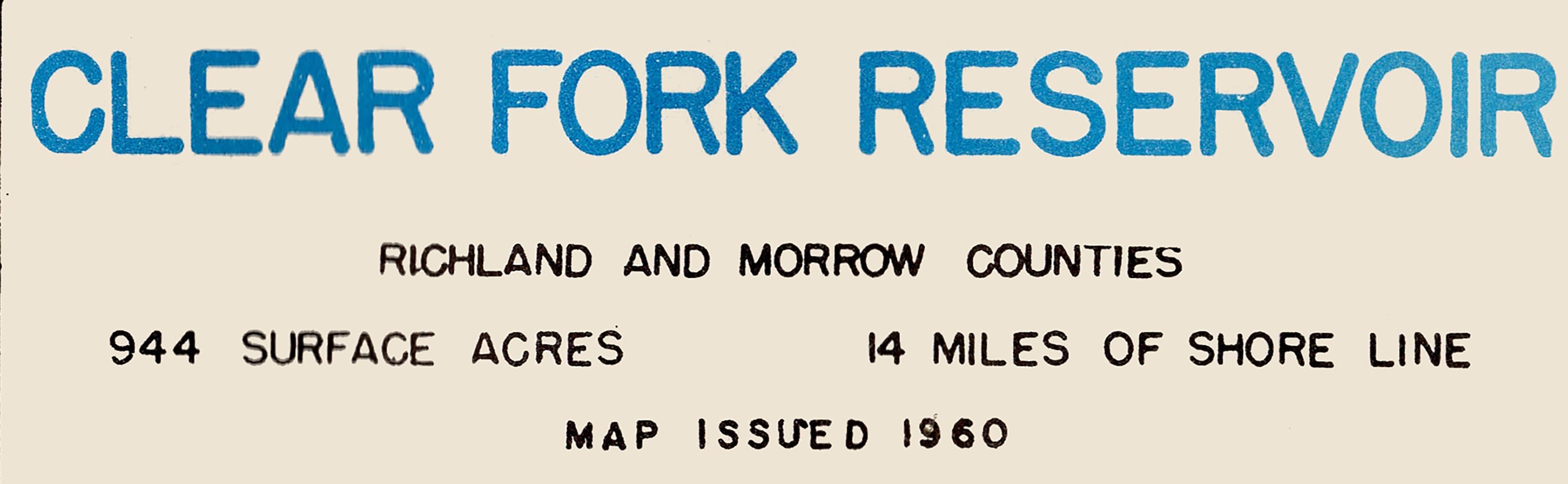 1960 Map of Clear Fork Reservoir Richland and Morrow County Etsy UK