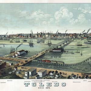 1876 Panoramakarte von Toledo Ohio