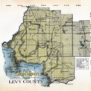 Kaart uit 1914 van Levy County, Florida