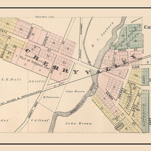 1886 Kaart van Cherry Valley Winnebago County, Illinois