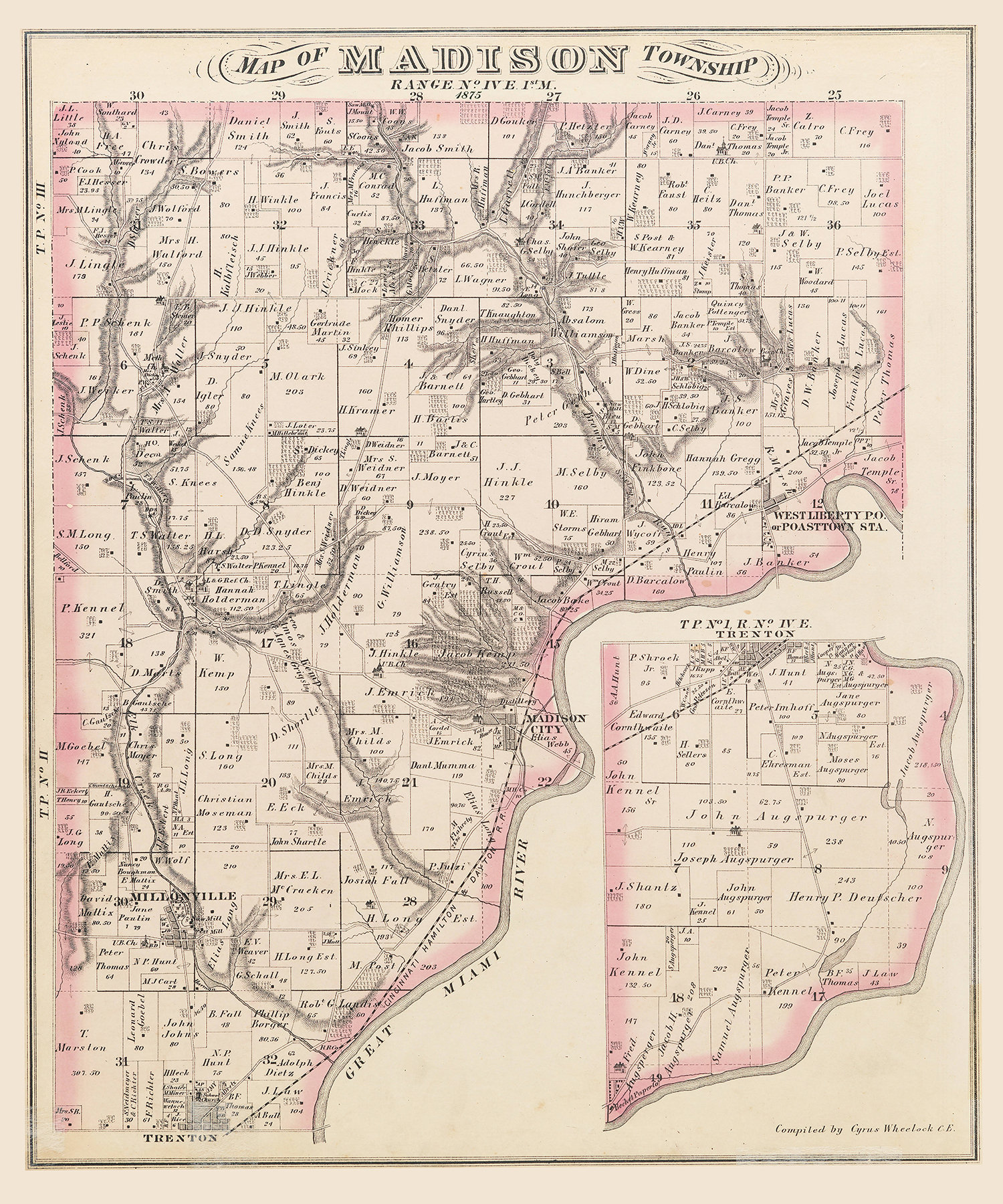 1875 Map of Madison Township Butler County Ohio - Etsy, image size:1500x1800