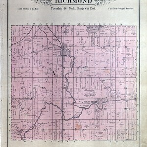 1892-Karte von Richmond Township im McHenry County in Illinois