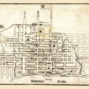 Carte 1854 de Nashville, Tennessee