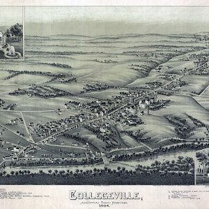 1894 Panorama-Karte von Collegeville Montgomery County Pennsylvania