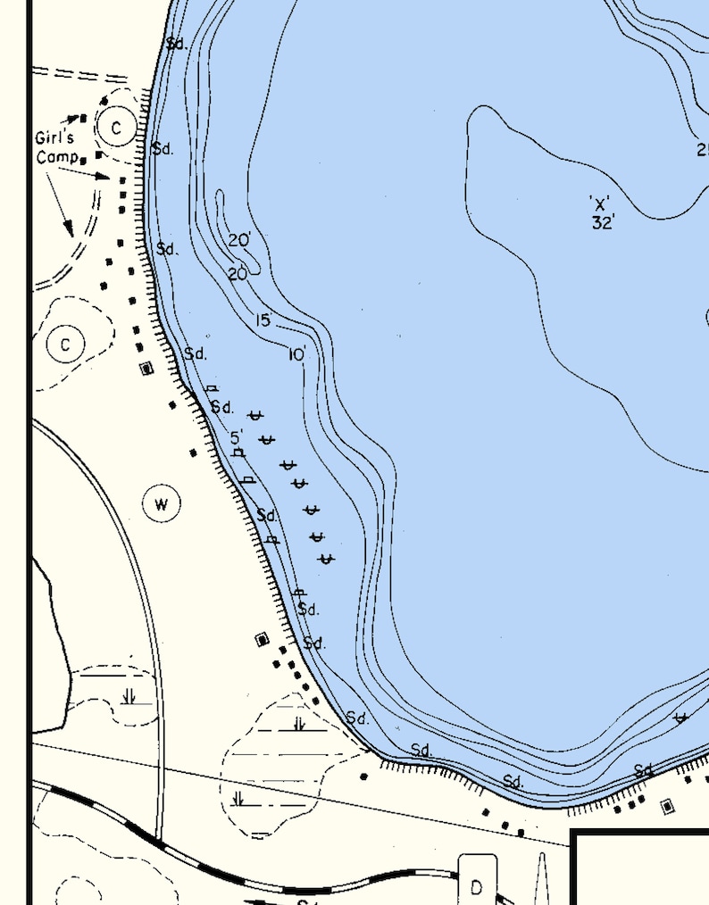 1974 Map of Dam Lake Oneida County Wisconsin Etsy