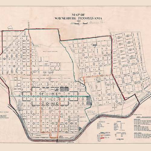 1920 Coal Mine Map of Poland Mines Greene County Pennsylvania Etsy