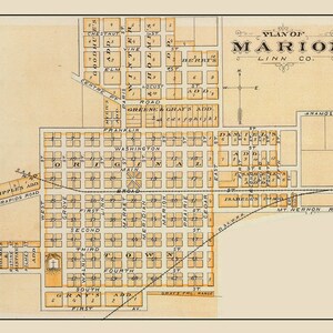 1875 Map of Marion Linn County Iowa