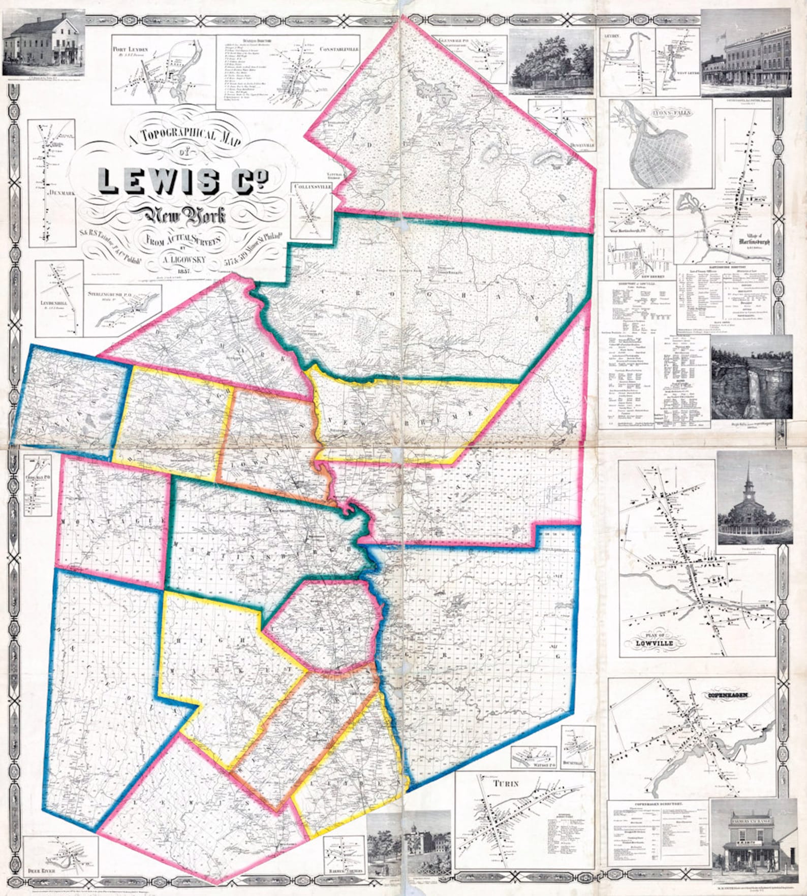 1857 Map of Lewis County New York Etsy