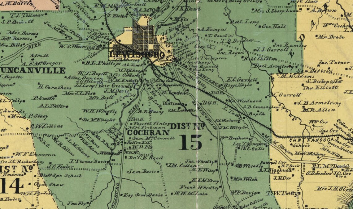 1899 Map of Marshall County Tennessee Lewisburg Etsy