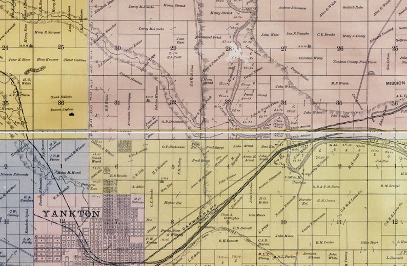 1894 Map of Yankton County South Dakota Etsy