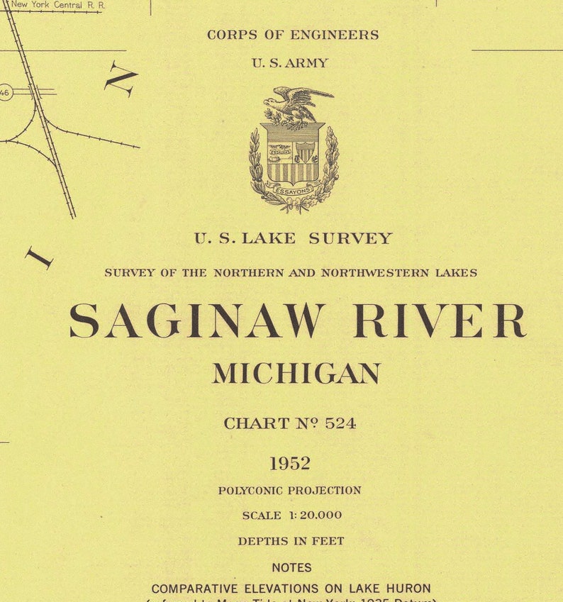 Michigan Projection File 1952 Nautical Chart of Saginaw River Michigan - Etsy