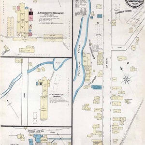 1885 Plan de la ville de Lanesboro, comté de Susquehanna, Pennsylvanie