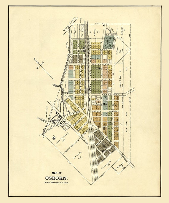 1896 Town Map of Osborn Greene County Ohio Etsy
