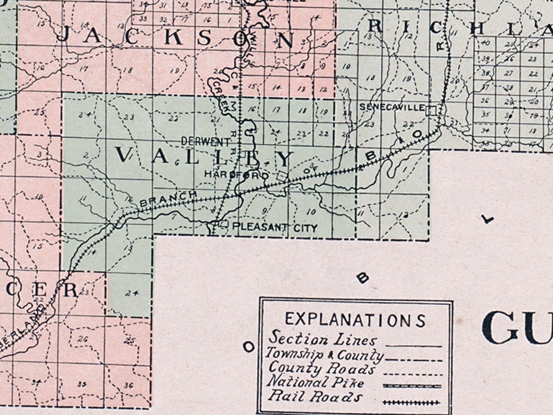 1902 Map of Guernsey County Ohio Etsy