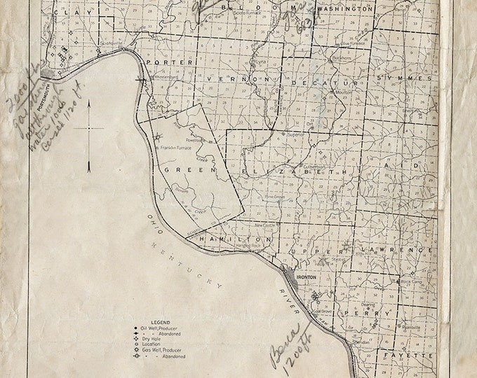 1885 Oil Field Map of Gallia and Meigs County Ohio