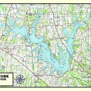 1991 Map of Lake Fork Reservoir Texas