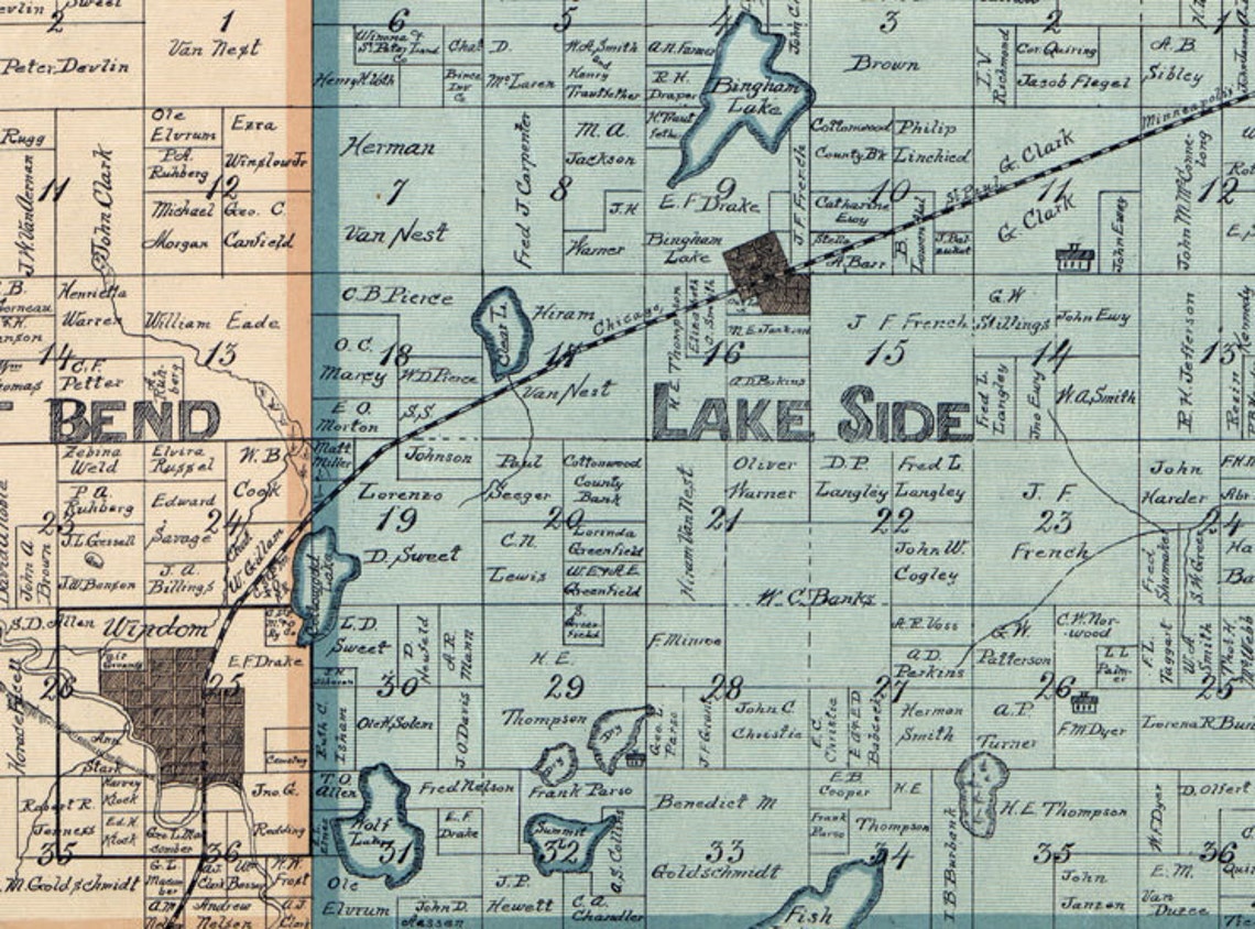 1898 Map of Cottonwood County Minnesota Windom Mountain Lane Etsy