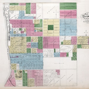 1872 Town Map of Quincy Adams County Illinois