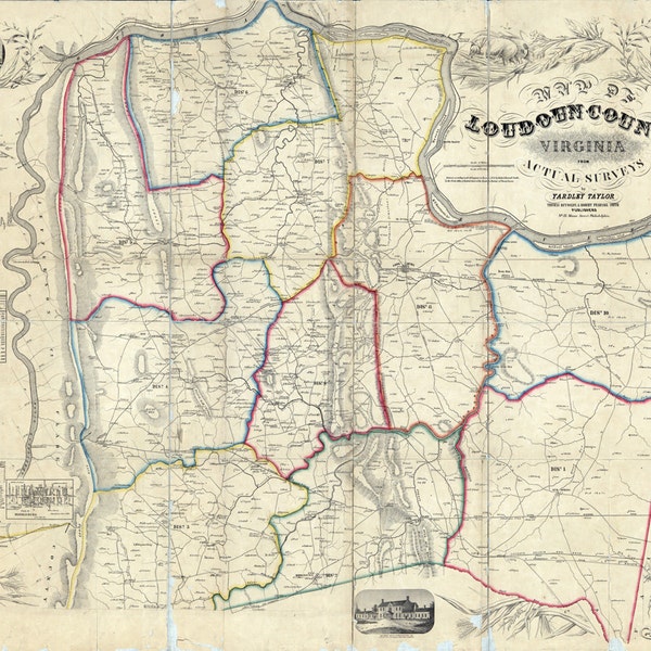 1854 Map of Loudoun County Virginia Genealogy Farm Names