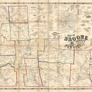 1855 Map of Broome County NY Binghamton